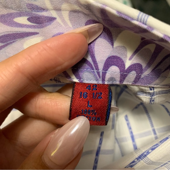 Robert Graham White & Blue Striped Button Up Long Sleeve Size Large (42 16 1/2) - Picture 3 of 12